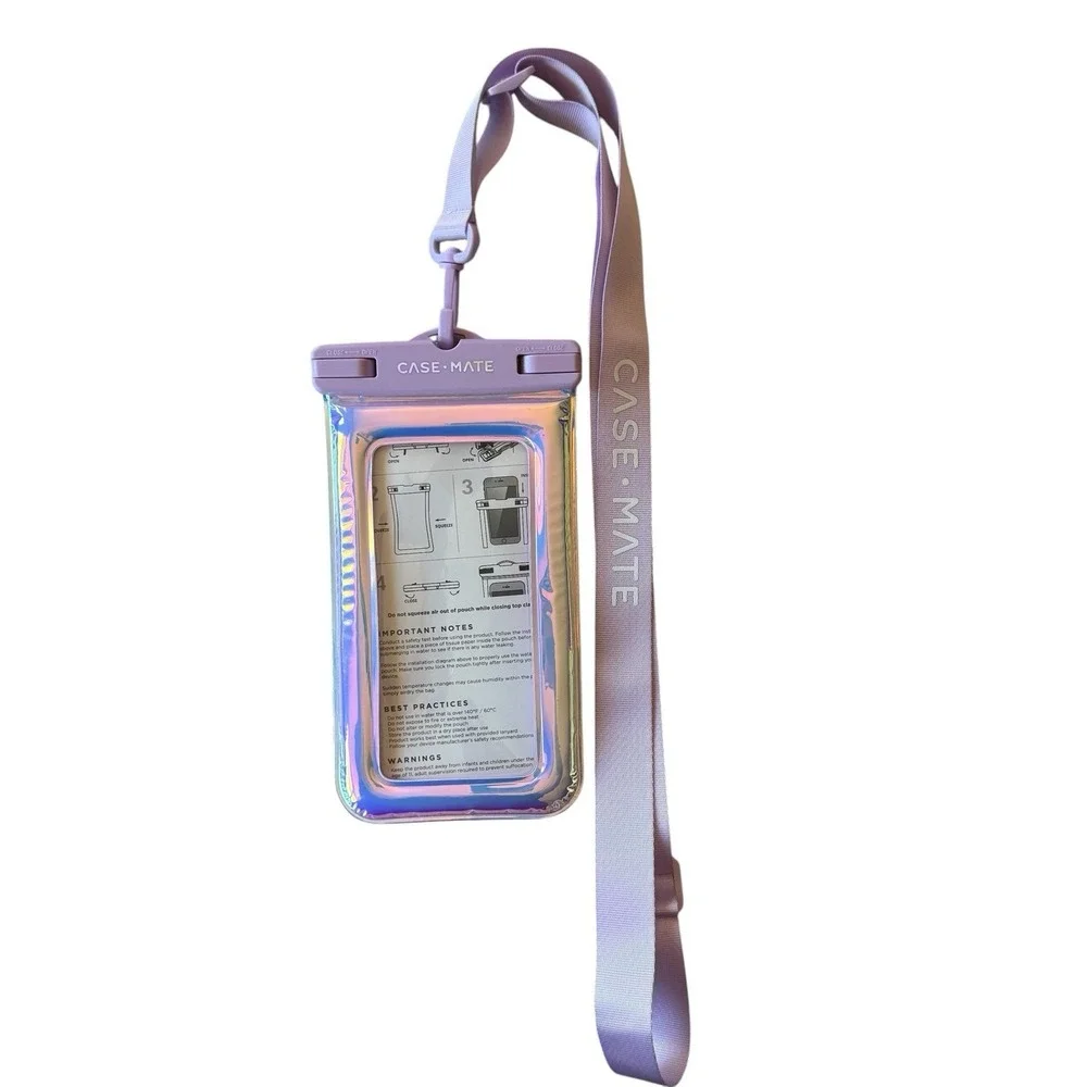 CASE-MATE Soap Bubble Waterproof Floating Phone Pouch Lanyard Iridescent